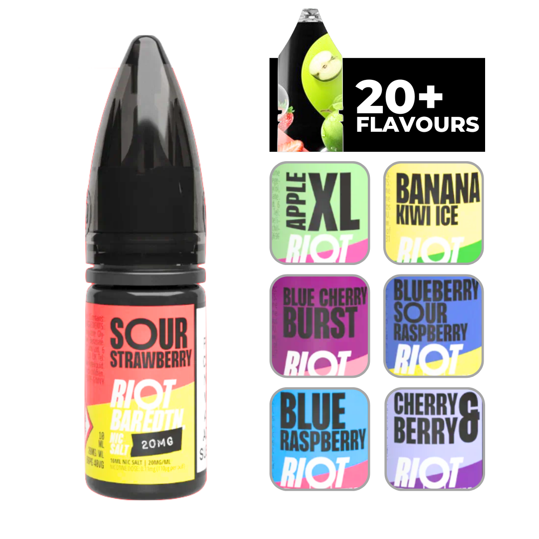 Riot Bar Edtn Sour Strawberry 10ml E-Liquid.