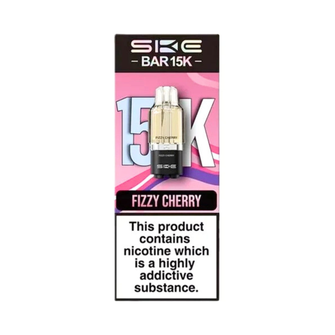 SKE Bar 15K Fizzy Cherry vape device packaging on a white background