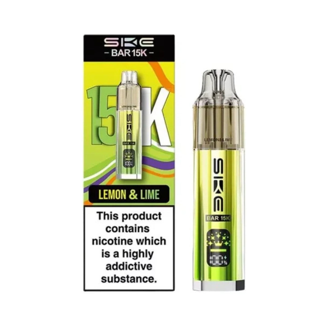 SKE Bar 15K Rechargeable Prefilled Pod Kit Lemon & Lime.
