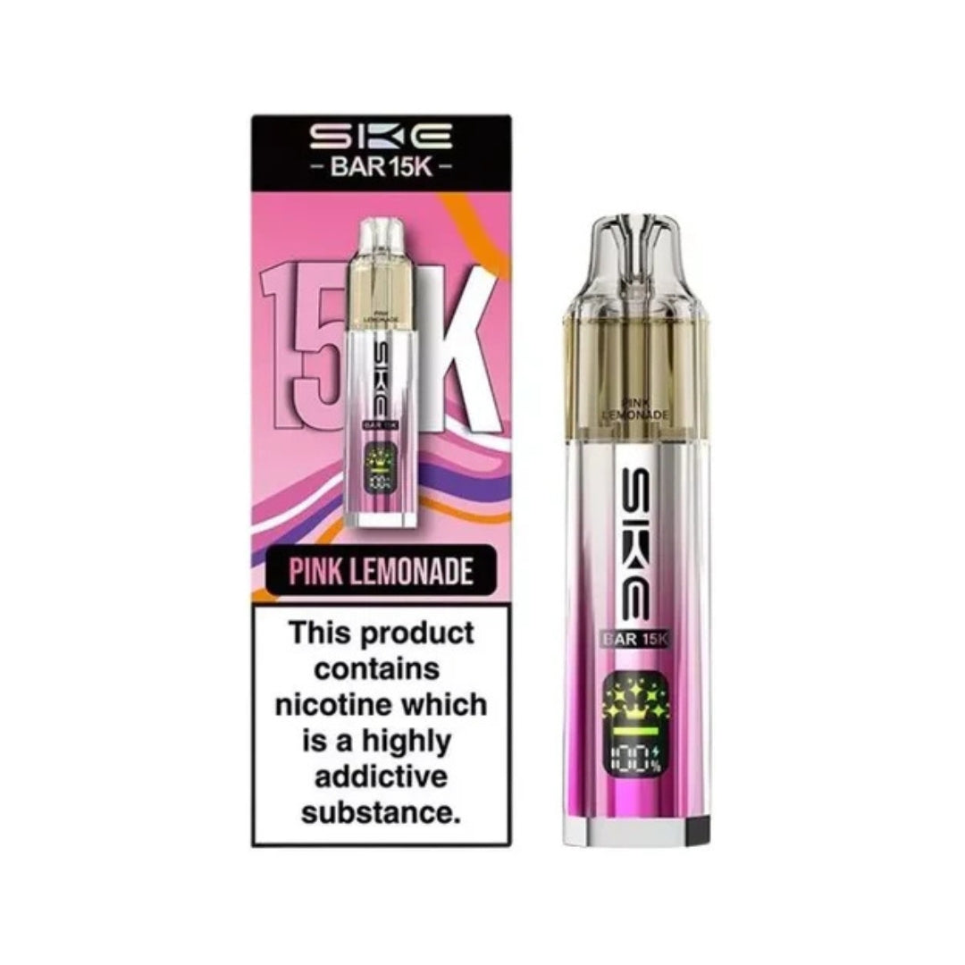 SKE Bar 15K Rechargeable Prefilled Pod Kit Pink Lemonade.
