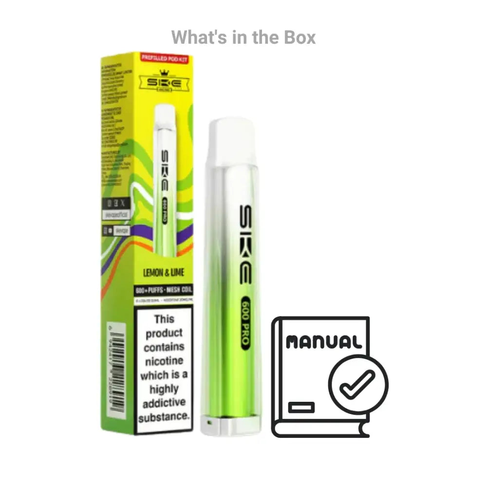 SKE Crystal 600 Pro Pod Vape Kit Whats In The Box.