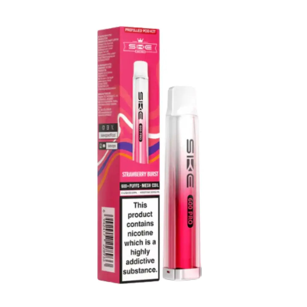 SKE Crystal 600 Pro Pod Vape Kit Strawberry Burst.
