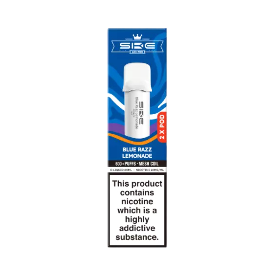 SKE Crystal 600 Pro Pods Blue Razz Lemonade.
