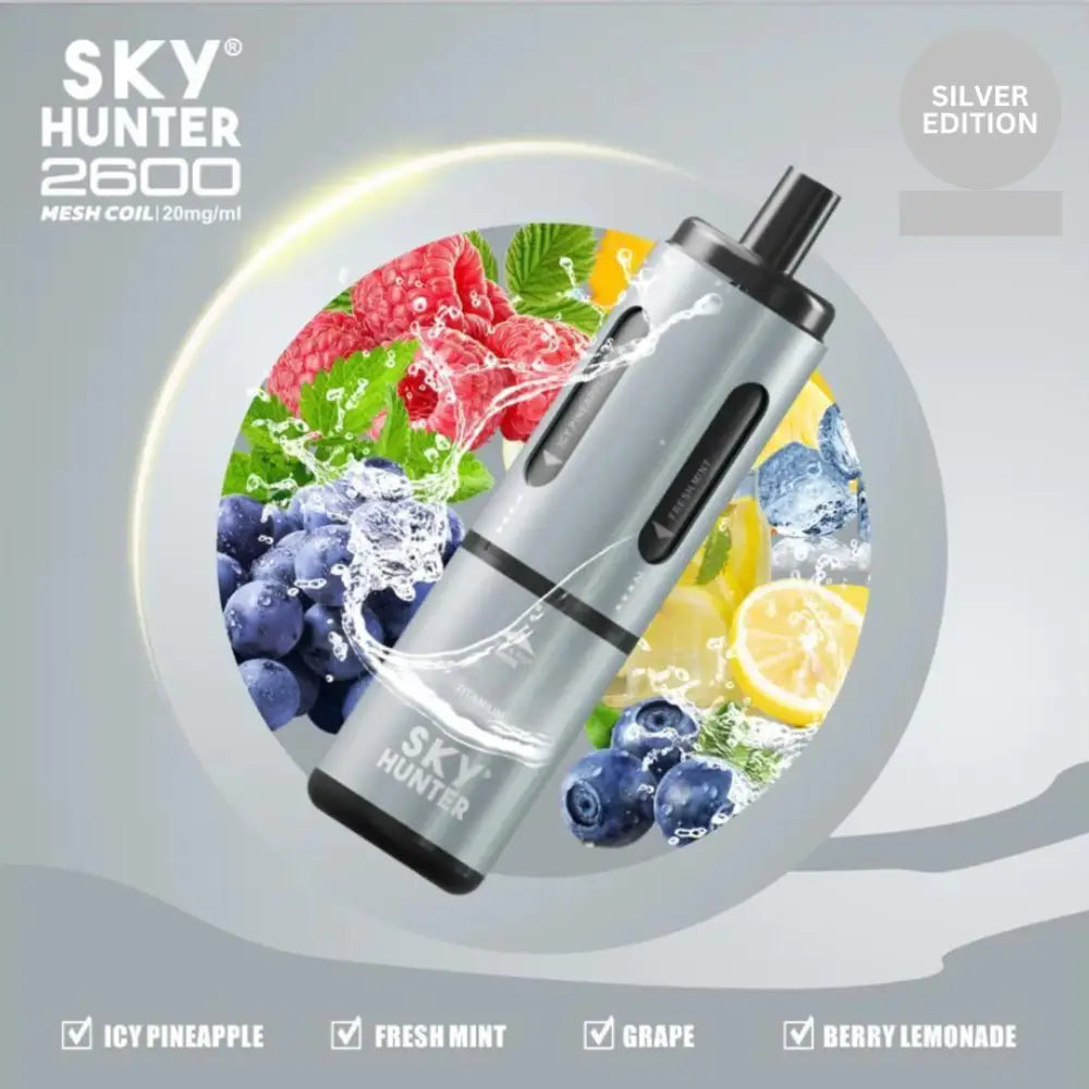 Sky Hunter Vape 2600 Puff Silver Edition