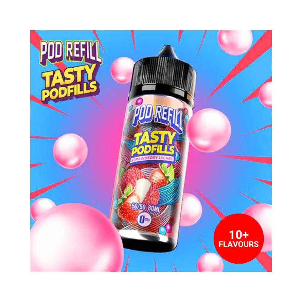 Tasty Podfills Strawberry Lychee 80ml E-Liquid - Smokz Vape Store.