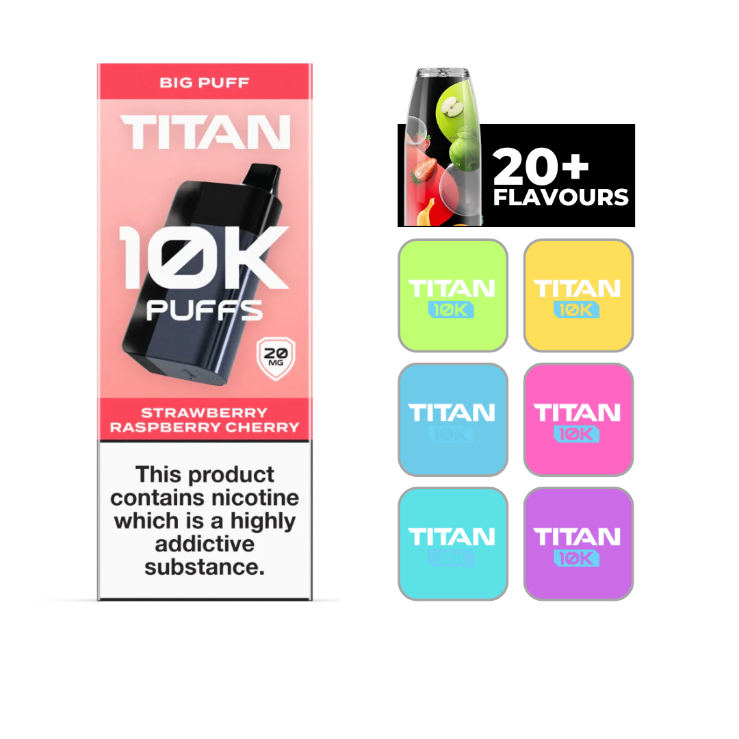 Titan 10K Vape Strawberry Raspberry Cherry.