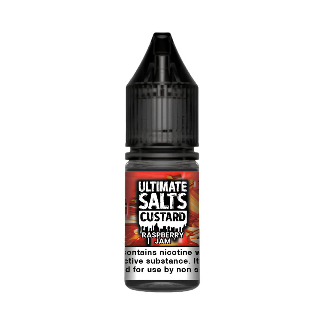 Ultimate Salts Custard Raspberry Jam ten milliliter nicotine salt e-liquid bottle eligible for four for ten pounds offer