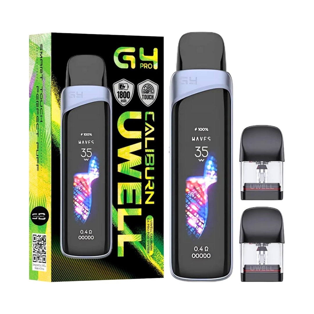 Uwell Caliburn G4 Pro Vape Pod Kit Box Content.
