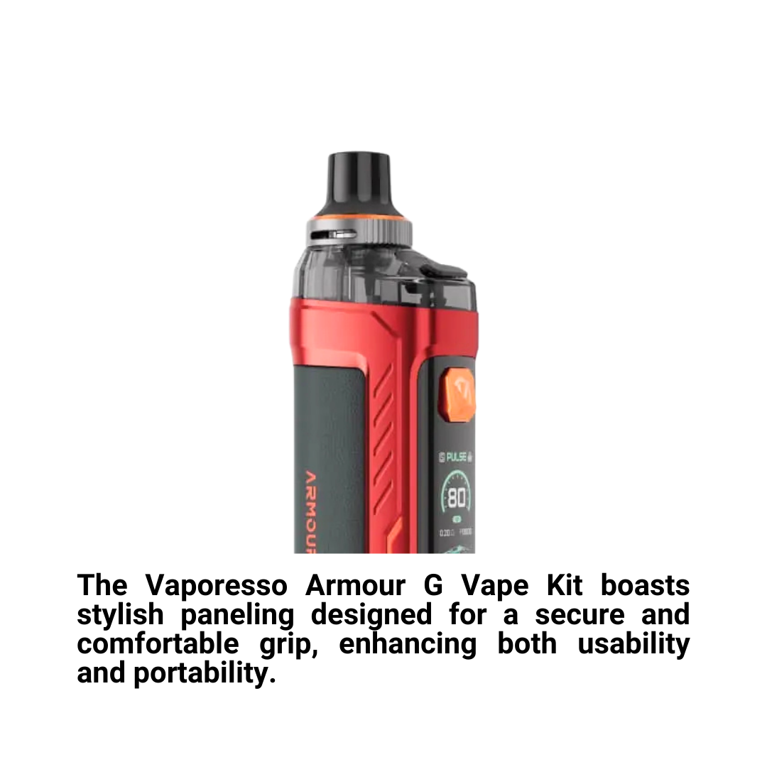 Vaporesso Armour G Pod Kit: DTL vaping, 5-80W, 3000mAh battery. Durable, leak-proof design with GTX coil compatibility 2.