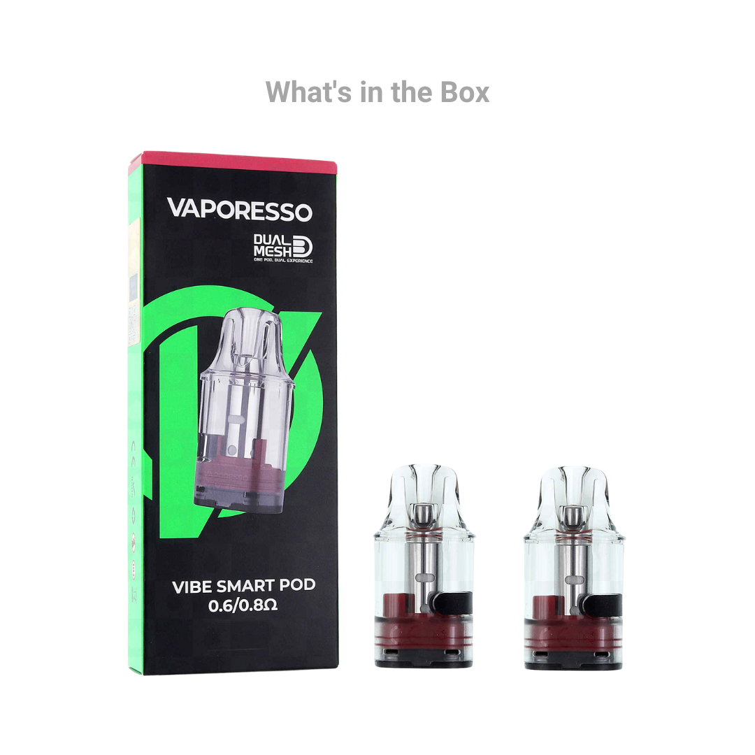 Vaporesso Dual Mesh Vibe Smart Pod Whats In the Box.