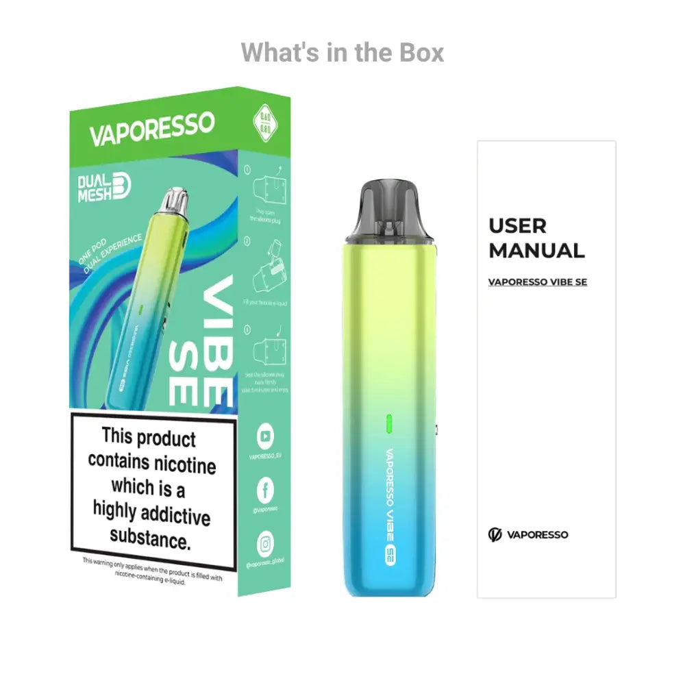 Vaporesso Vibe SE Vape Pod Kit Whats in the Box