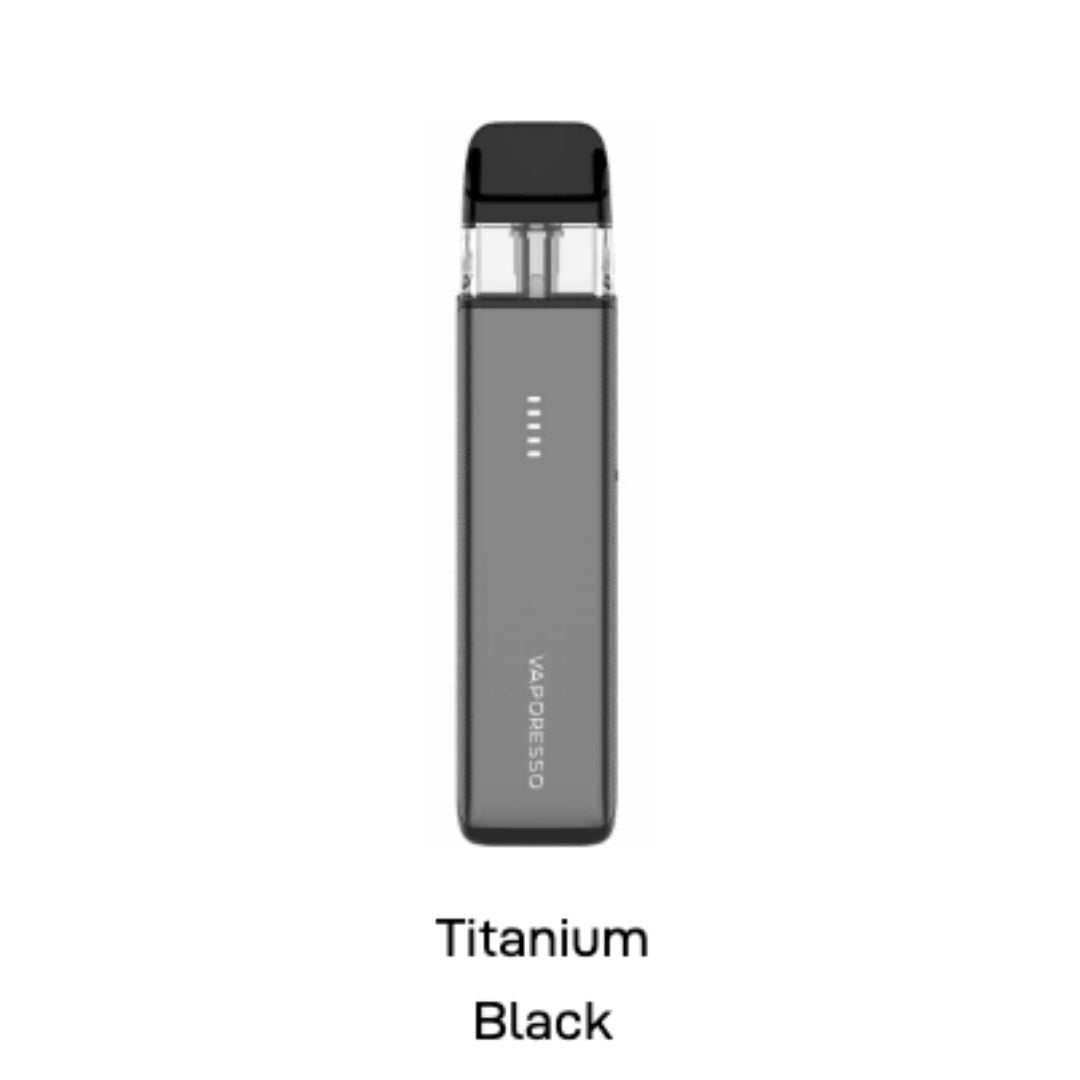 Vaporesso Xros 6 Mini Vape Pod Kit in titanium black color on a white background