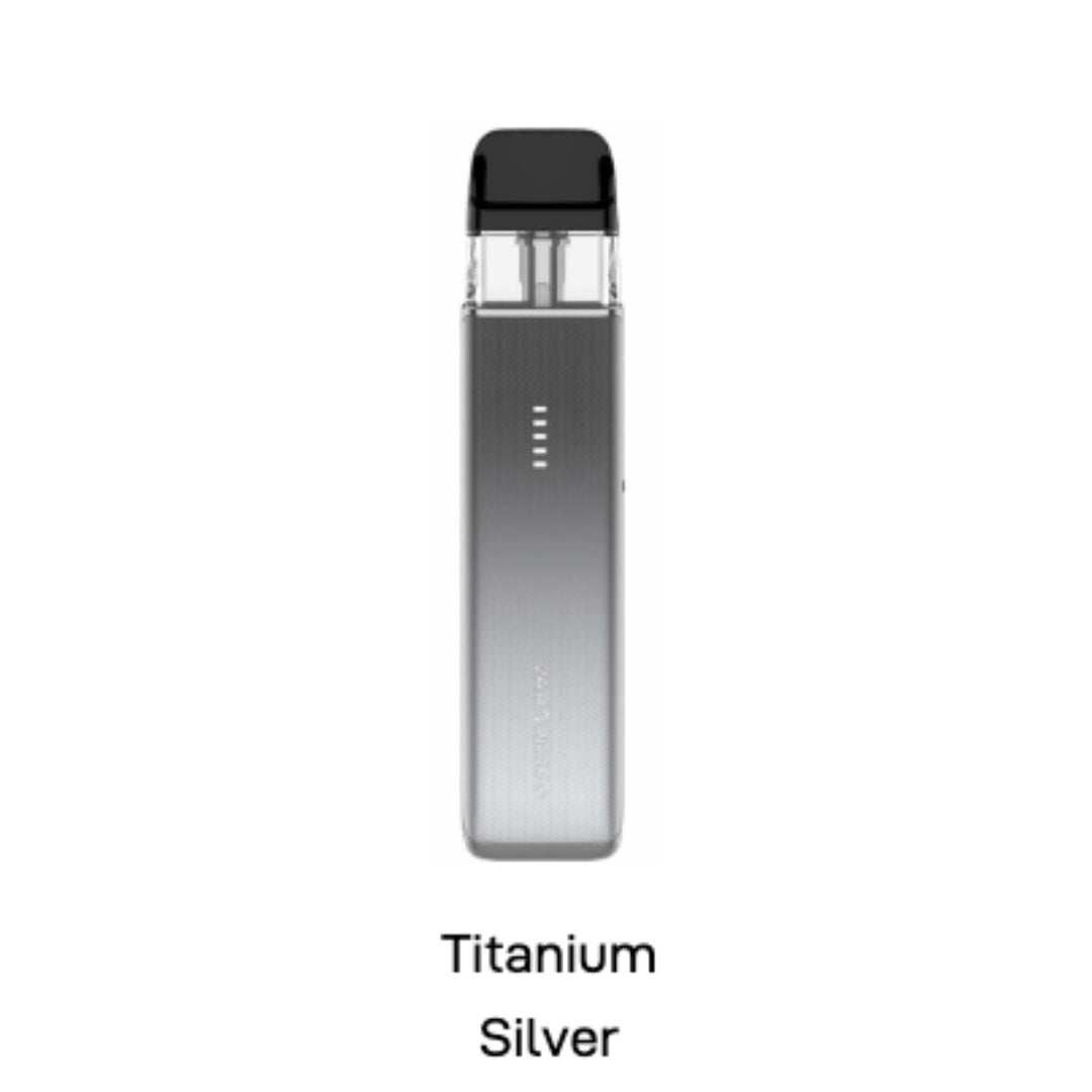 Vaporesso Xros 6 Mini Vape Pod Kit Titanium silver vape device on a white background