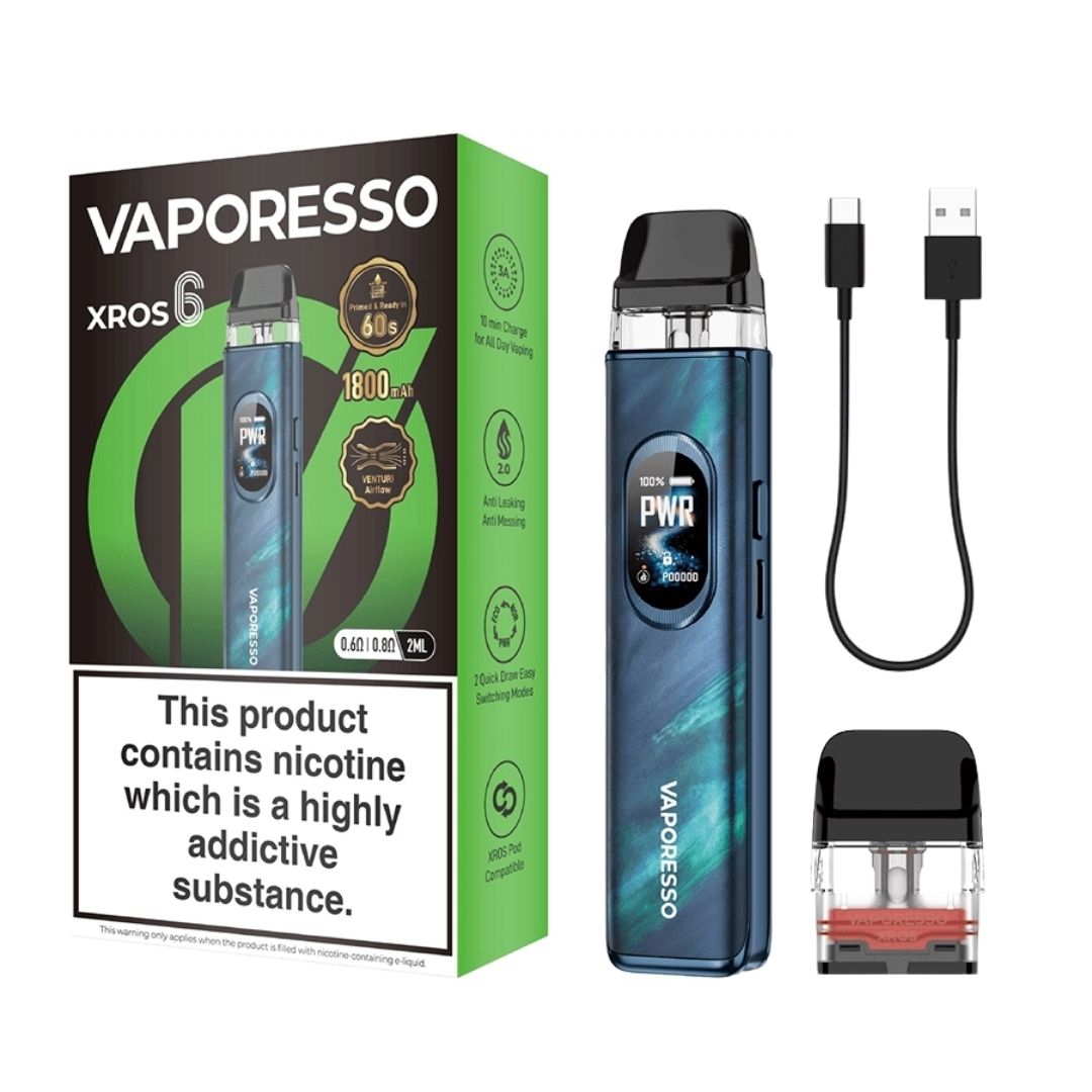 Vaporesso Xros 6 vape pod kit box content