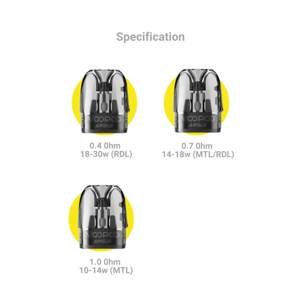 Voopoo Argus Top Fill Cartridge Specification.