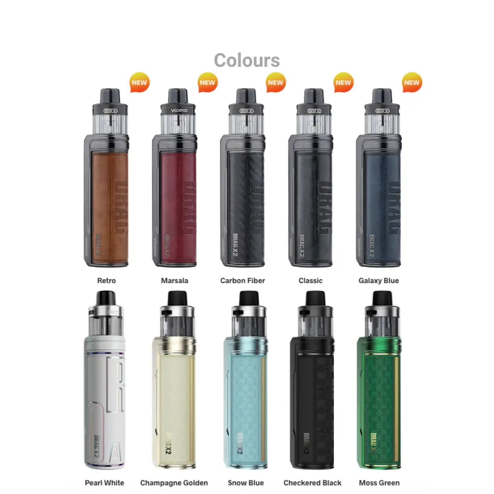 Voopoo Drag X2 80W Sub-Ohm Vape Kit Colours - Smokz Vape Store.
