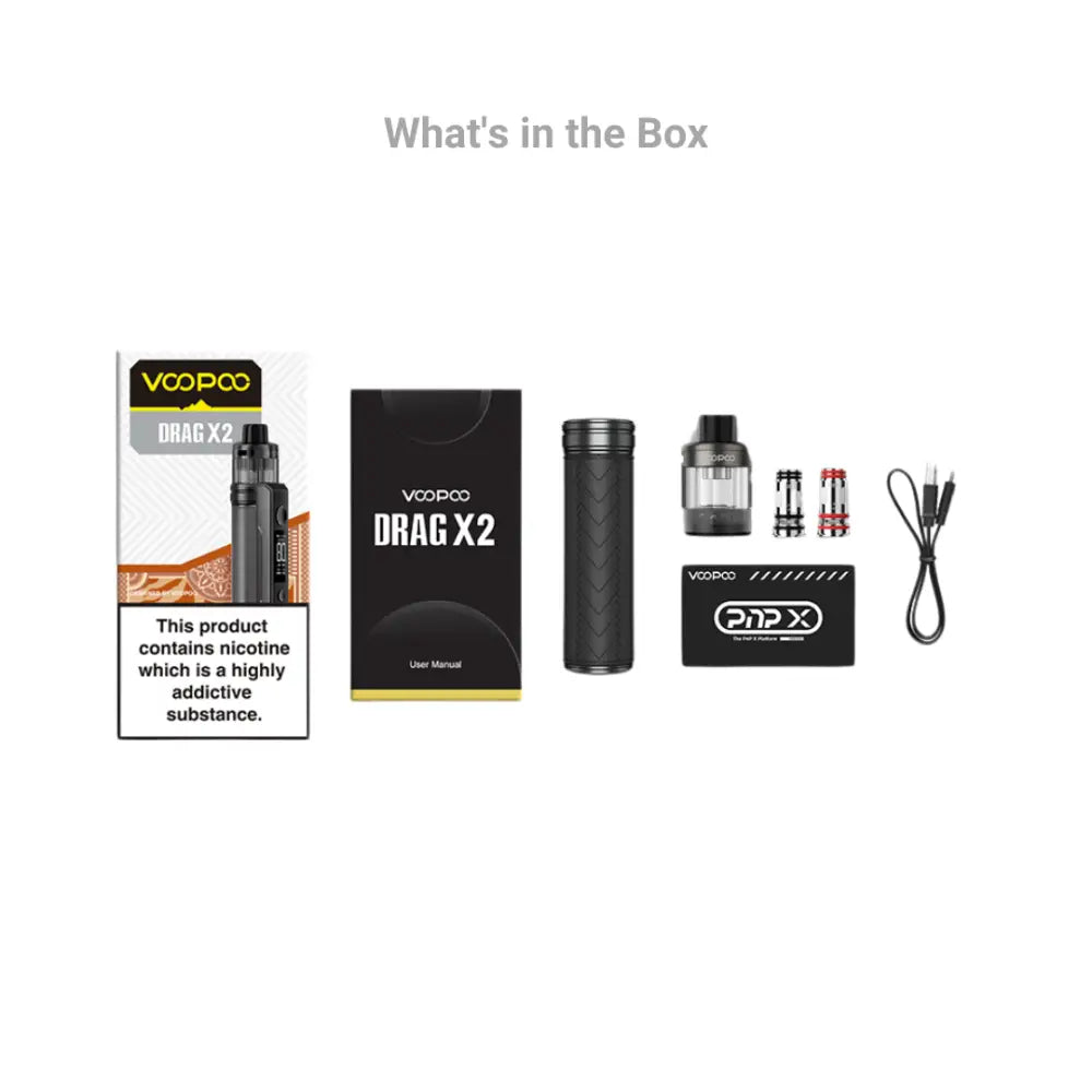 Voopoo Drag X2 80W Sub-Ohm Vape Kit What's in the Box - Smokz Vape Store.