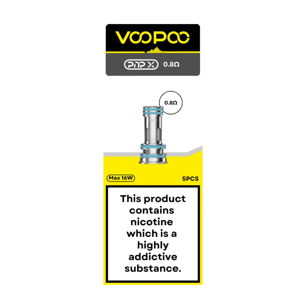 Voopoo PnP X Coils 0.8 ohm MTL, 12-16W, 50% VG, offered in 5 pack at Smokz Vape Store.