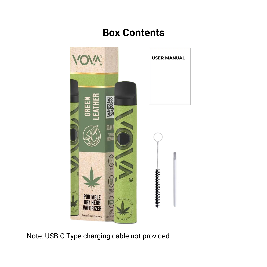 Vova Dry Herb Vaporizer Box Contents.