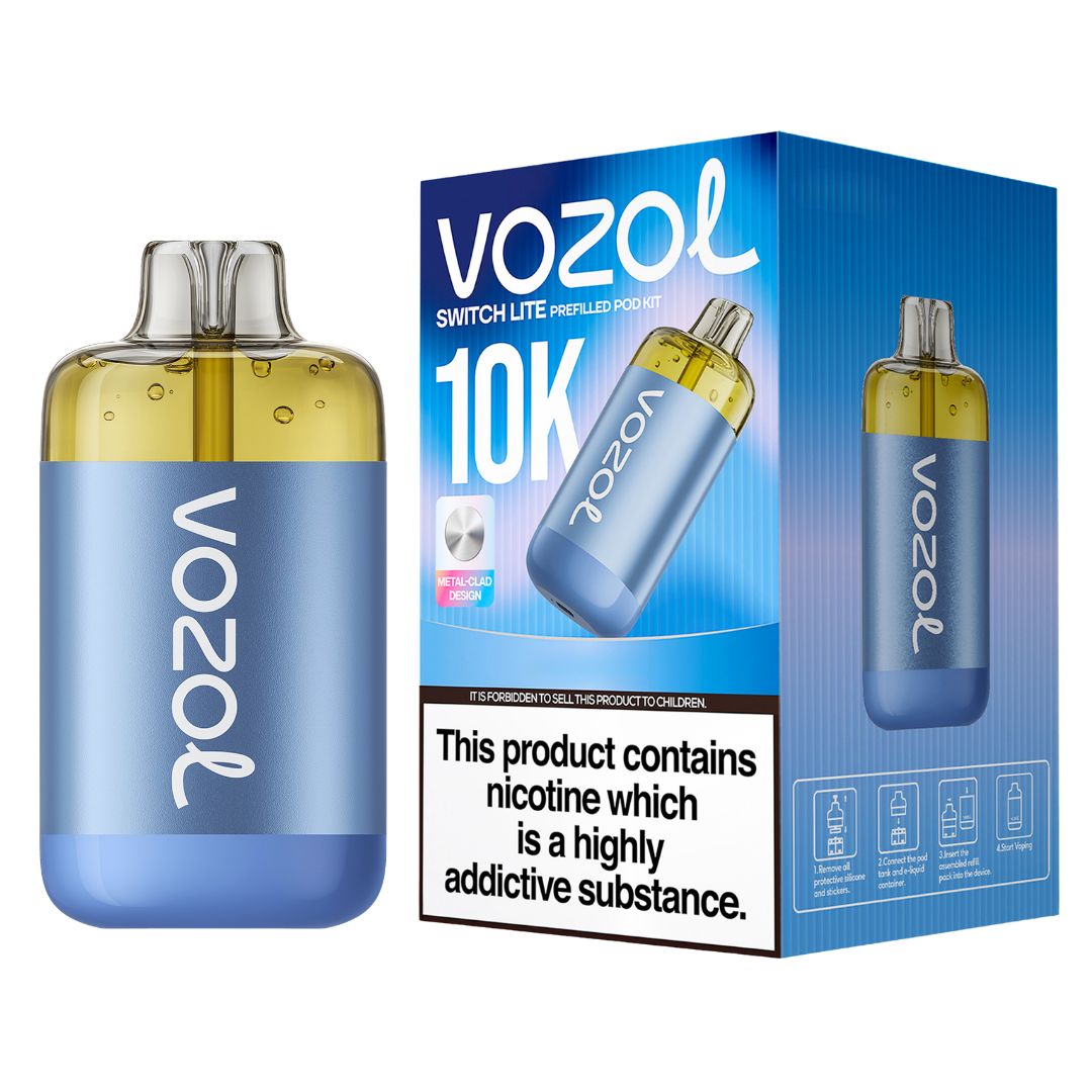 Vozol 10K Switch Lite Blueberry Raspberry prefilled pod kit with five hundred mAh rechargeable battery