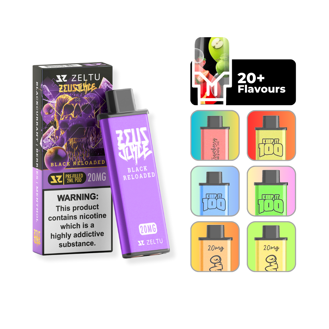 Zeltu X3 Pods Black Reloaded (Berries, Blackcurrant, Menthol) Flavour - 2ml prefilled vape pod up to 1000 puffs compatible with Zeltu X3 Pod Vape Kit.