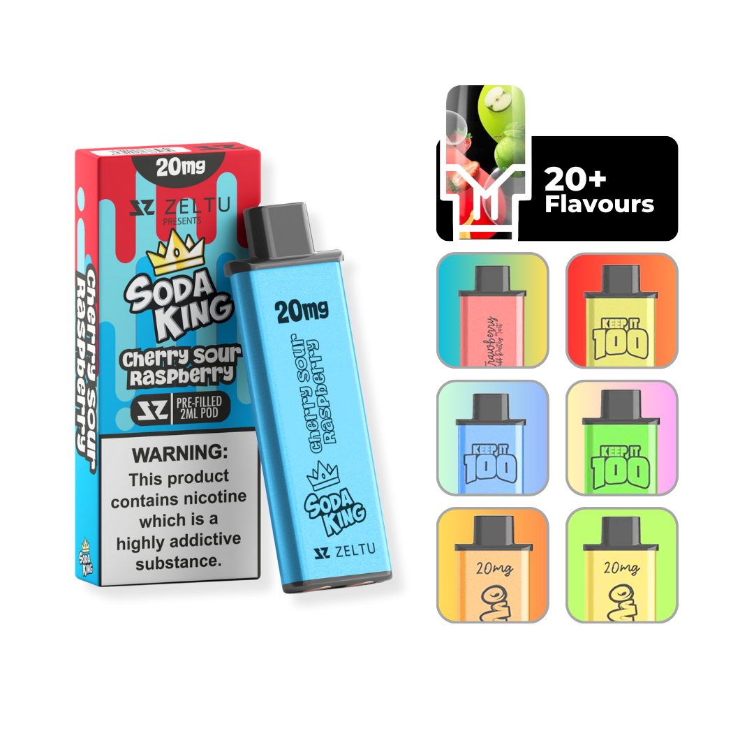 Zeltu X3 Pods Cherry Sour Raspberry Flavour - 2ml prefilled vape pod up to 1000 puffs compatible with Zeltu X3 Pod Vape Kit.