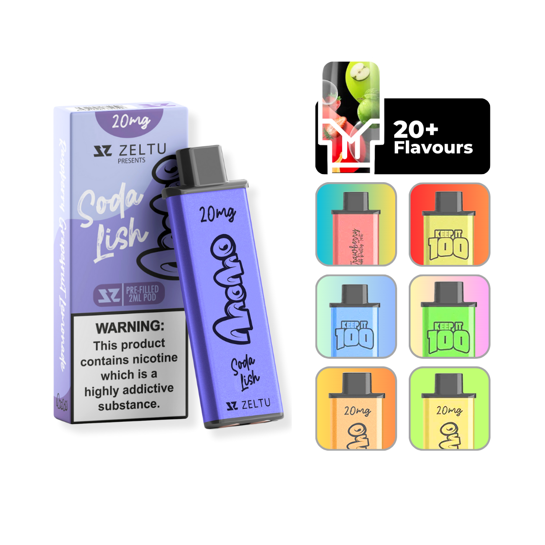 Zeltu X3 Pods Soda Lush (Lemon, Lime, Lemonade) Flavour - 2ml prefilled vape pod up to 1000 puffs compatible with Zeltu X3 Pod Vape Kit.