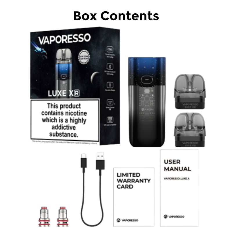Vaporesso Luxe XR Vape Kit Box Contents